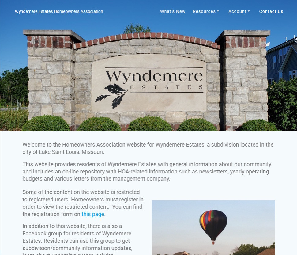 Wyndemere Estates HOA website preview
